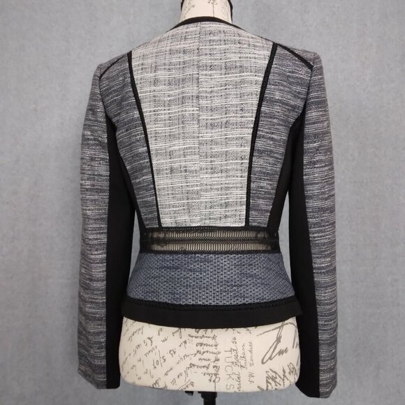 WHBM | Momento Multi Tweed Blazer Jacket Black‎ Navy Gray | Size 4 - Picture 5 of 10